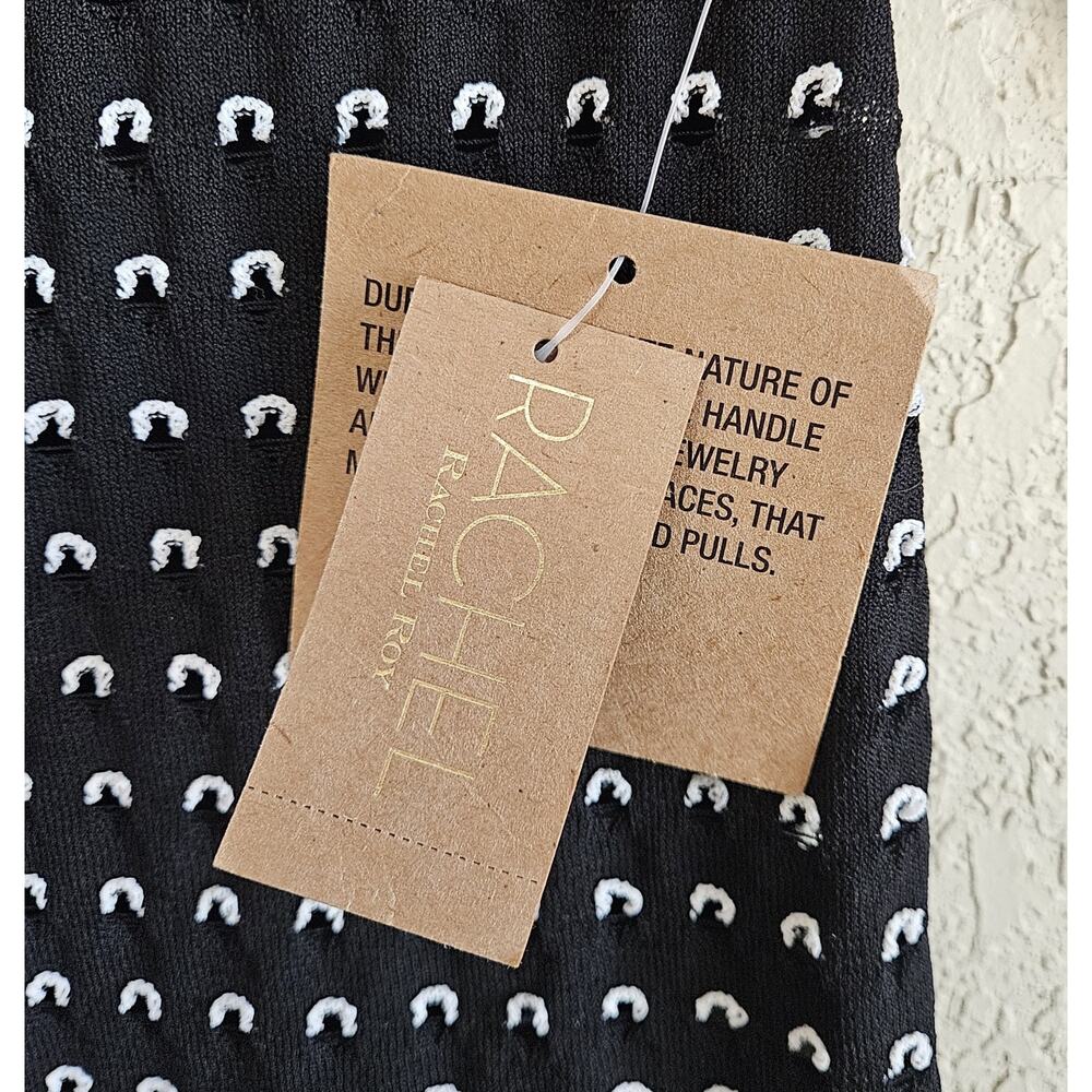 RACHEL ROY Women's L XL Sweater Black White Open Weave Bell Cuff 38" NEW - Picture 4 of 9